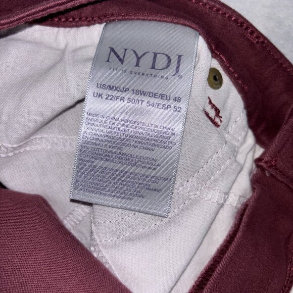 NYDJ Marilyn Straight Plum Purple Jeans Women's Sz 18W High Rise Lift Tuck NWT - Picture 14 of 14